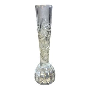 Elegant Clear Crystal Vase Pinwheel Cut 8”